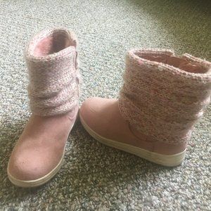 Cat & Jack girls pink lined boots, Size 11